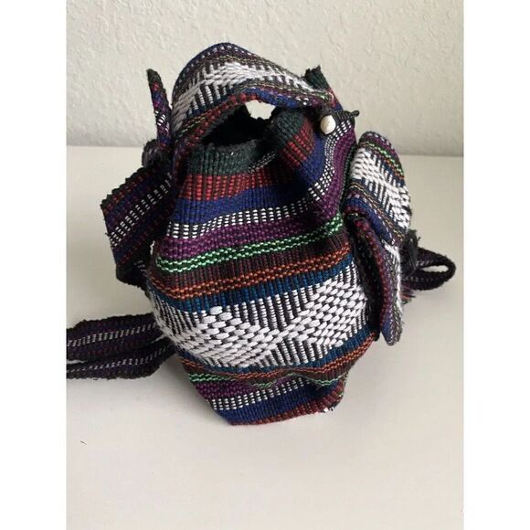 Artesanias Molina Indian Bag Mexico Handmade Woven Multicolor Mini Backpack - Picture 7 of 11